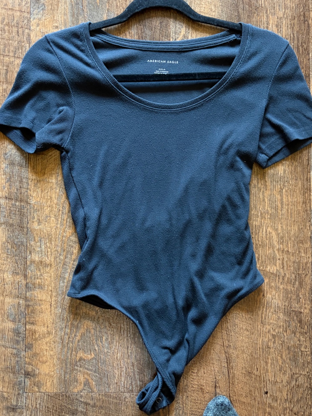 American Eagle gray Ribbed short sleeve bodysuit  Top